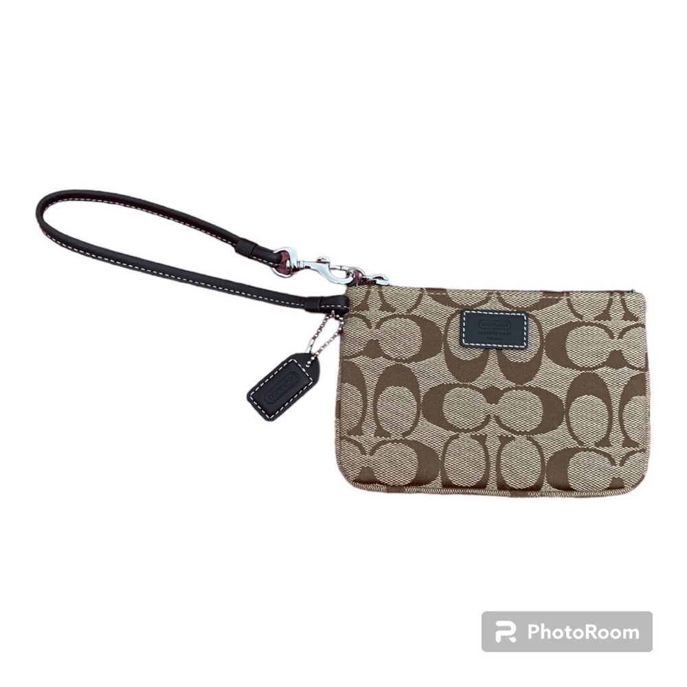 Coach signature brown wristlet